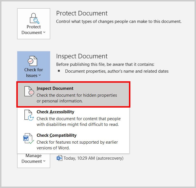 how do you use the document inspector in powerpoint for mac